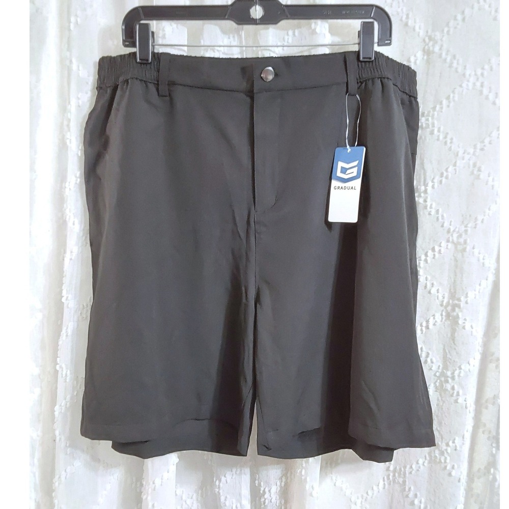 Gradual Mens 3XL Black Active Training Shorts Zipper Pockets Stretch Athletic